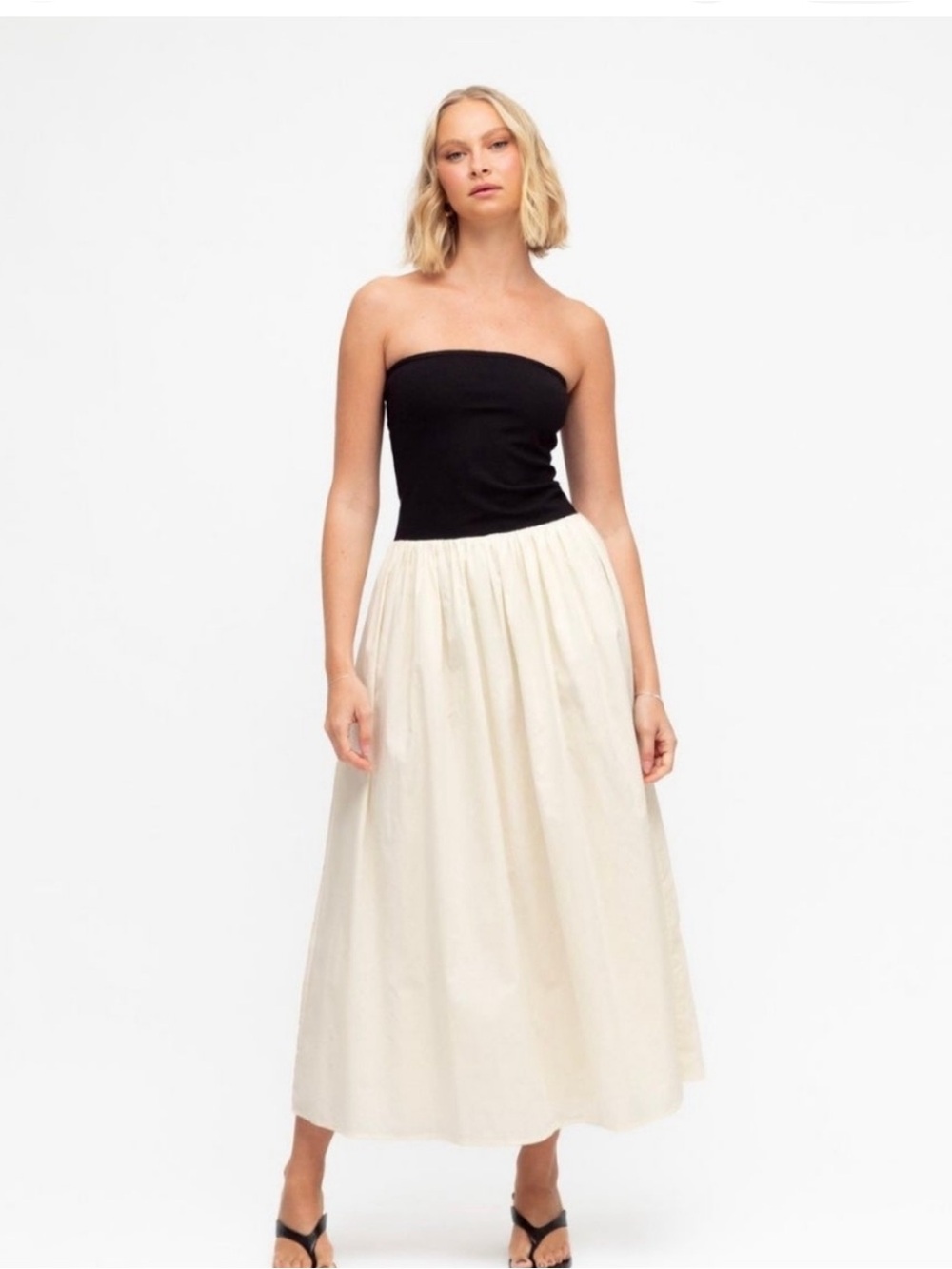 Gathered Cream Midi Skirt with Voluminous Silhouette